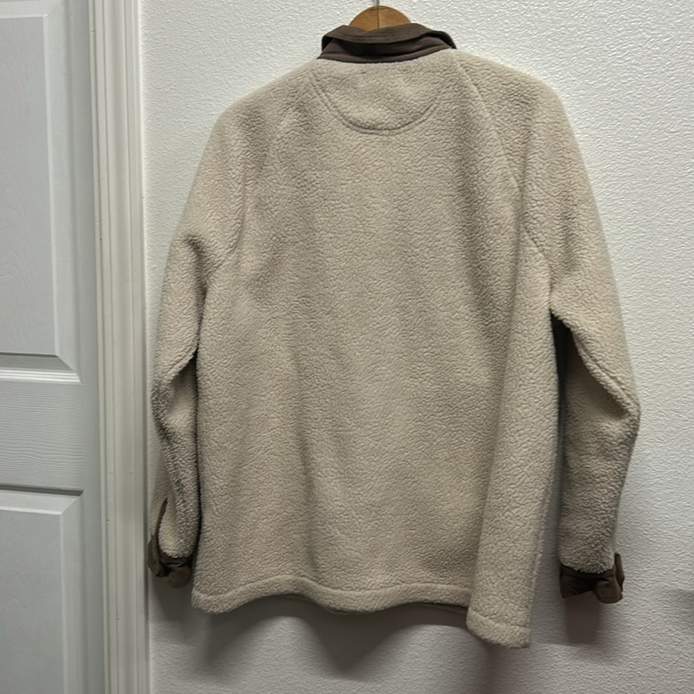 Madewell Corduroy-Trimmed (Re)sourced Sherpa Terry Chore Coat Large Brown Beige - Picture 13 of 16